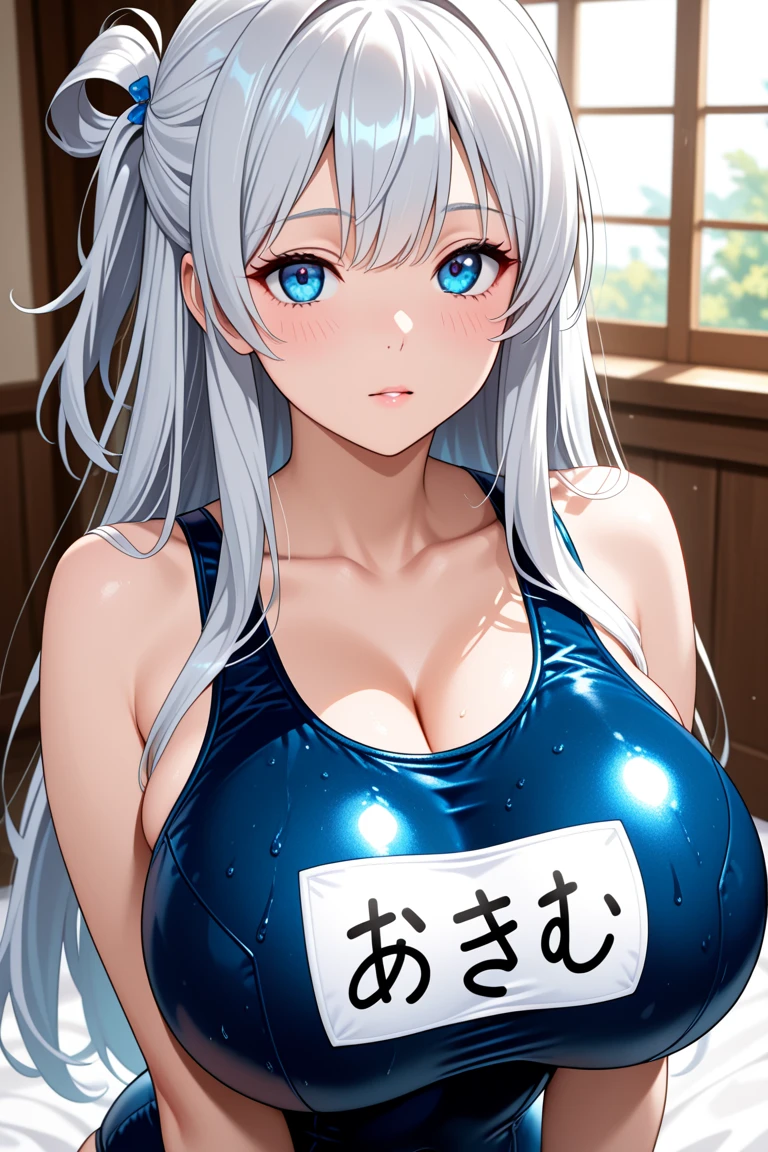 Sexy figure Large Breasts Long Hair Gray Hair Calm School Swimsuit Ahegao