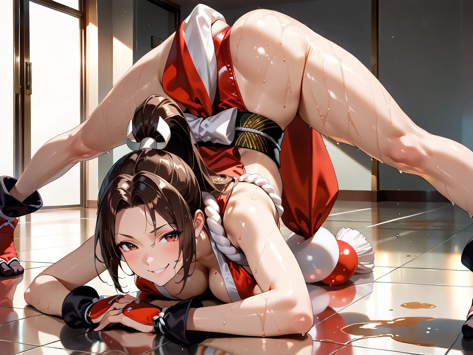 (1 boy, 1 girl), a teenage school girl in mixed bondage wrestling with a teenage boy, they are roughly the same age, the school girl is wearing a red pleaded careered skirt and a black pullover, the girl has a is a bit smaller than the boy, the girl has shoulder long hair, the boy is wearing casual clothes, teenage boy hogtied and struggling against the ropes, school girl applying more ropes to the teenage boys body, blushing boy dominated and controlled by the girl, the girl is smiling and laughing and tries to humiliate the teenage boy, the teenage boy is blushing and ashamed and is gritting his teeth, he desperately tries to break free but to no avail, the boy struggles and squirms against the ropes, the girl is sitting on top of the teenage boy to prevent him from moving and has ropes in her hands and uses them to tie up the arms of the teenage boy behind his back,the arms of the teenage boy are completely tied behind his back in lots of ropes, the teenage boy looks very embarrased and ashamed, the girl is saying „this must be embarrassing for you“ , huge struggle, many viewers watching, wrestling ring,intricate rope work, teenage boy blushing and ashamed, dramatic lighting, highly detailed, photorealistic, 8k, masterpiece, teenage school girl vs teenage school boy, femdom, power, control, beautiful teenage girl, detailed faces, teenage boy aggresively tied up by teenage girl, lots of rope, perfect eyes, detailed faces, squirm and struggle marks arround the boy
