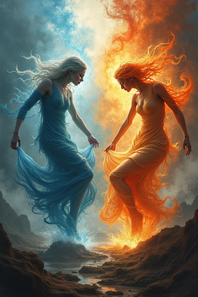 Banner representing fire and water