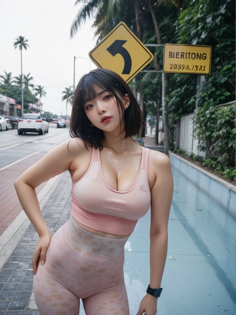 RAW Image Quality、8k resolution、Ultra-high-definition video、Space Punk Girl,(((One Girl))),((bright and beautiful girl)), (Big ample breasts:1.4),Saggy breasts,((brown hair,disheveled brown hair,Inner hair color,Big Hair:1.5,Extraordinarily long and empty hair:1.35,Long brown hair,Ear breathing,intricately cut hair)),,(((Neon blue eyes:1.3))),Complex eyes,Beautiful and fine details,Neon colored eyes:1.5,Bright Eyes,Symmetrical eyes,((Grease)),(((Glowing Skin:1.5,Glowing Skin: 1.5,Sunburned skin,Glowing Skin,Very Glowing Skin,Shiny body,Plastic Glitter Skin,Exaggerated shiny skin,Glowing Skin,Wet legs))),(Spider&#39;s underbelly,Big breasts and small waist,Wide Hips,moving body,bulging legs,Delicate and fine fingers,Detailed Body,Human hand,(Detailed face)), Beautiful poop,Slut,seducer,erotic,(((Browsing Caution))), (Graffiti art on clothing),zettai ryouiki,Revealing clothing,show your skin,(((Underbust))),(bodyguard),(Half naked,Wearing flimsy clothes,((Small string)),barefoot,Visible lace straps),((((White cropped tank top,hoodie,complicated hoodie)))),(((Wet clothes,Complicated costumes,Complex clothing))), (Dynamic Pose:1.0),solo approach,Embarrassing,(middle,Scale to fit dimensions,Rule of thirds), cyber punk city by the sea at night, Bright neon sign and dark storm clouds and puddles, Scenic:1.25,(cyber punk:1.4), Unreal Engine:1.4,Hmph,highest quality:1.4, About Photorealism:1.4, Skin Texture:1.4, masterpiece:1.8,High resolution, Sharp focus, (Ultra-detailed, Very detailed), (Photorealistic:1.37),(Very detailed 8k photos),((Synthwave background theme)),(((Bright colors))),(Complex background),(masterpiece),(highest quality),Synthwave Neon Colors,Portrait Photography, Shallow い depth of writing, Blurred Background,