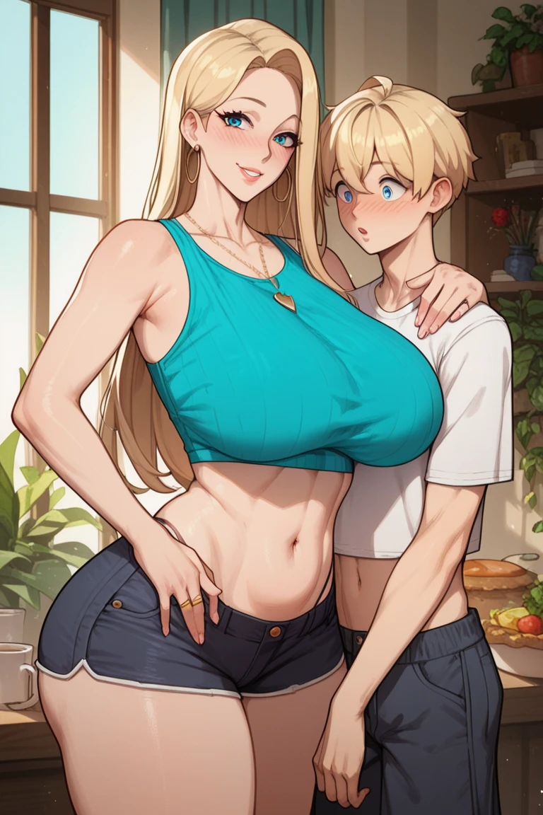 Beautiful cute thicc curvy busty blonde mother and son. Cute couple
