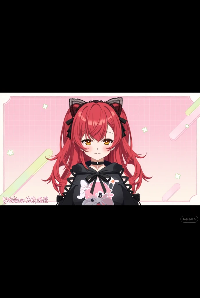 masterpiece, detailed, soft lighting, goth catgirl with long red hair, orange eyes <lora:chibiStyle_v1:1>, chibi