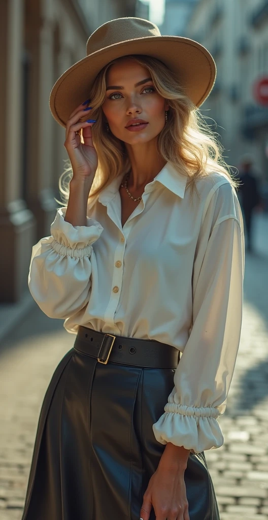 (aesthetic portrait,high-res),blond influencer,natural beauty,beautiful detailed eyes,beautiful detailed lips,perfect face,long eyelashes,flawless skin,sun-kissed hair,gorgeous smile,perfectly shaped eyebrows,stunning features,stylish outfit,fashionable in Vienna,sophisticated style,exploring the city,lively street scene,vibrant atmosphere,enjoying a cup of coffee,walking through historical landmarks,captivating architecture,charming cobblestone streets,posing in front of a famous monument,striking poses with confidence,natural sunlight illuminating the scene,warm color palette,pastel tones,soft and dreamy atmosphere,soft shadows and highlights,professional photography,attention to detail,high-level craftsmanship,meticulous brushwork,sharply defined lines,texture-rich background,perfectly composed,creative composition,delicate ornaments and accessories,authentic Viennese charm,alluring and elegant,modern and timeless,classic beauty,enviable confidence in every step,luxury lifestyle,effortlessly stylish,proudly showcasing her individuality,inspiring others with her fashion choices,admired by passersby,sparkling personality radiating through the image