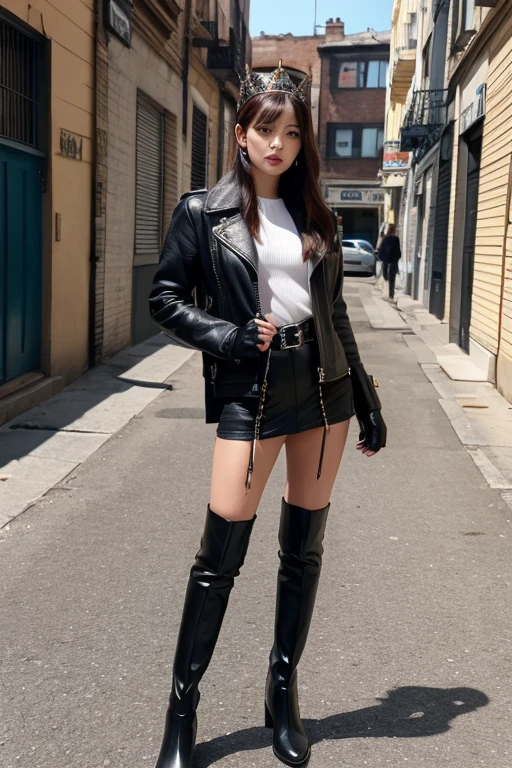 girl, solo, long hairs, confident, leather jacket, looking at viewer, garden, detailed, sunlight, realistic, ssao shadows, (bokeh:0.2), (vivid:1.2), f/20, subsurface scattering, rim lighting <lora:add_detail:1.75> <lora:breakdro_L2090:1>