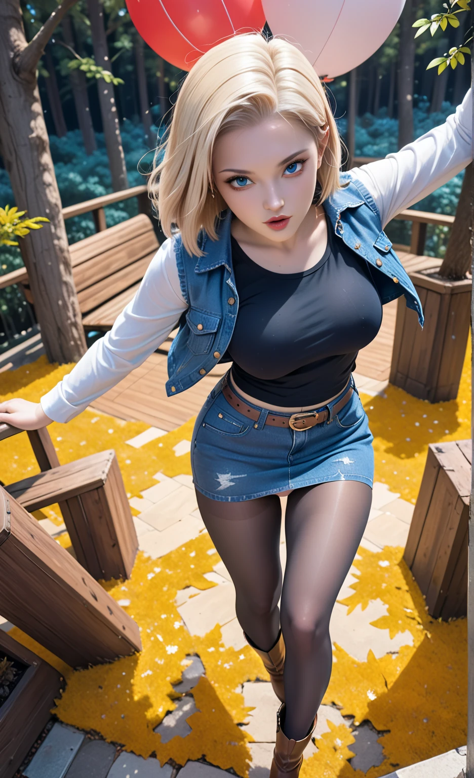 1girl, desert background, on the road, small smirk, running, masterpiece, best quality, highly detailed,((denim shorts,blue denim shorts,tight shorts, micro, tight denim)),((leather jacket, black jacket, oversize jacket)), ((white shirt,skinny shirt,thighhighs,white thighhighs)),((Leatherboots, militaristic boots, black boots)), curly hair, blond hair, ((full body:1.5)), ((from above:1.5)), ((leaning on motorbike))