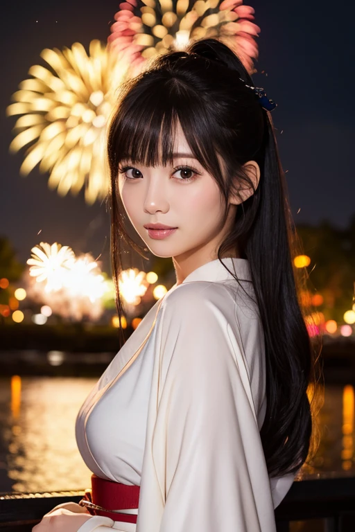 Fireworks, summer and beautiful girls