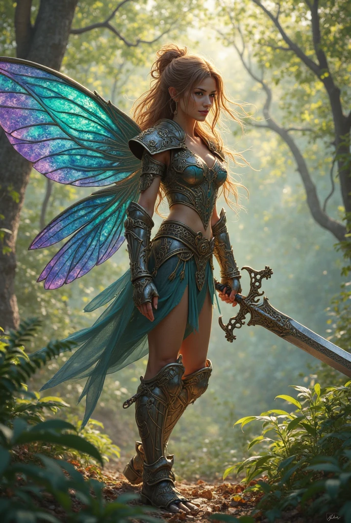 a fair-skinned female fairy leads her army at war in a magical land full of monsters using a bow and arrow. Without wings. professional. 3D. ,ultra realistic, Very detailed, digital art. Game art