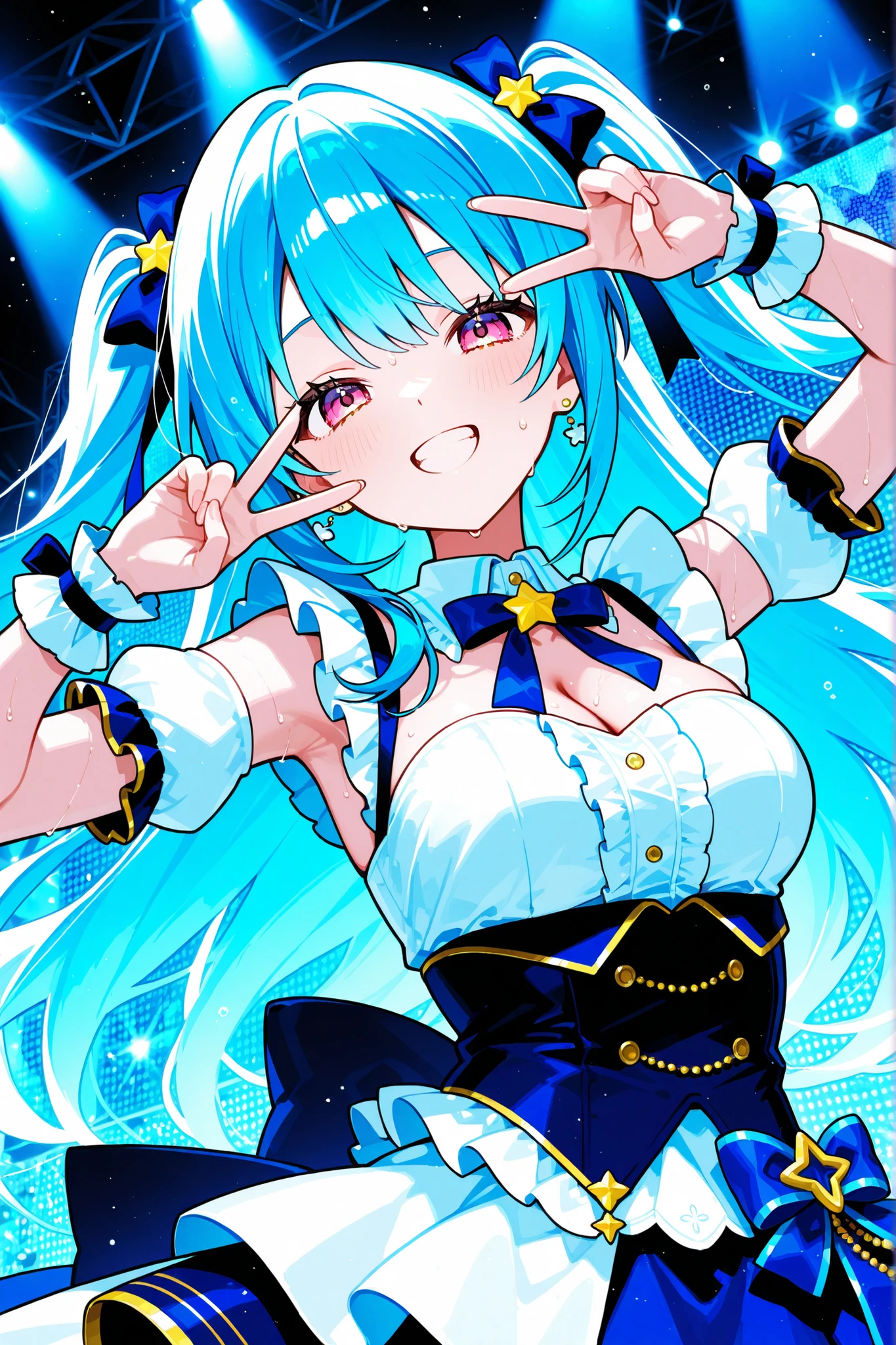 (masterpiece, best quality), ((1girl, (mature female) long hair), (star-shaped pupils, +_+, symbol-shaped pupils, sparkling eyes), (cat ears, open open mouth)), (looking at viewer, light smile, off shoulder), (abstract, multicolored background, abstract background, chromatic aberration),