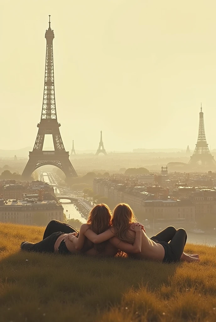 naked young black lesbians with small breasts // sits on girlfriend&#39;s face // pussy licking // on the roof of Paris during the day (Best quality) (8K) (HDR) (Cinematic lighting) (sharp focus), full length 