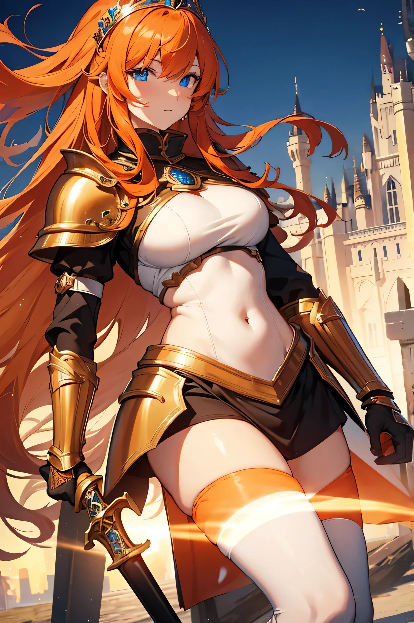 big breasts, high quality, golden armor