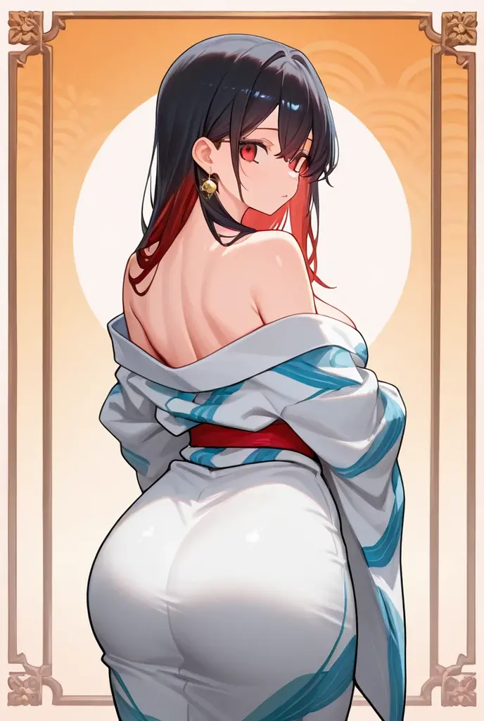 masterpiece, best quality, beautiful art, high resolution, well formed hands, body and fingers, 1 woman, solo, Xiangling , hair ornament, adult, grown up, big breasted, cleavage, full body, braided long hair, white_japanese_clothes, wearing DOA Kasumi's ehite kunoichi dress, sexy and skimpy japanese clothes, kimono peek, sleeveless, white stockings, gorgeous legs and thighs, dancing seductively and erotically, turning backwards and forwards, showing her back and front, showing her butt, t-back thong ,white thong, smiling joyfully, looking at the viewer, flirting, beach environment