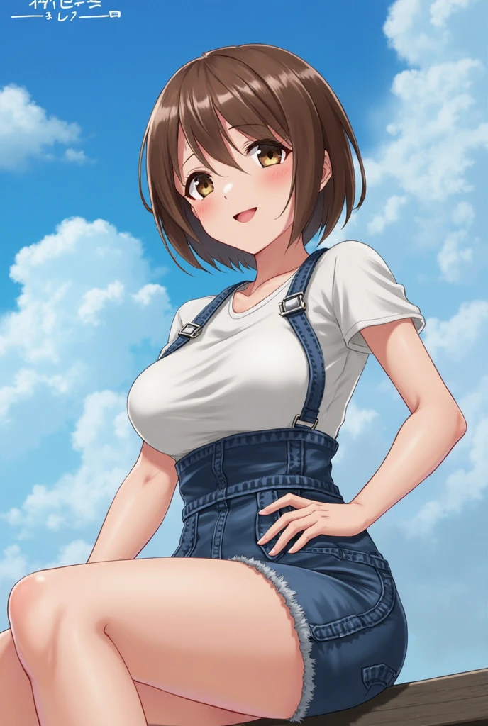 masterpiece,Highest quality,One girl,Juliana \(Pokemon\),Single Blade,Brown Hair,Orange eyes,Grin, classroom, Dutch Angle, clavicle, , (belly button), Open shirt,Big Breasts,Nipples,vagina,sex,sexly,