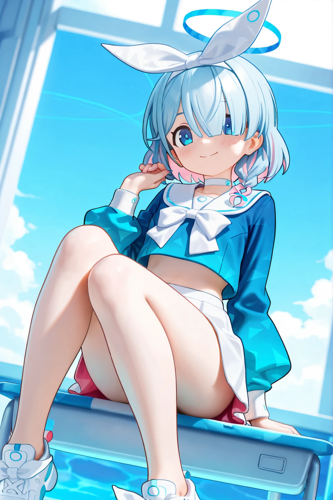 highest quality,masterpiece,perfect limbs,blush, Open_mouth, bangs, orgasm, clavicle,highly detailed 目. sharp focus, confused, highest quality, 1 girl,((small breasts)),(naked),Bukkake,female masturbation,cum in pussy,nsfw,crotch grab,steam,colorful hair,blue hair,short hair, Hello,hair above one eye,blue eyes