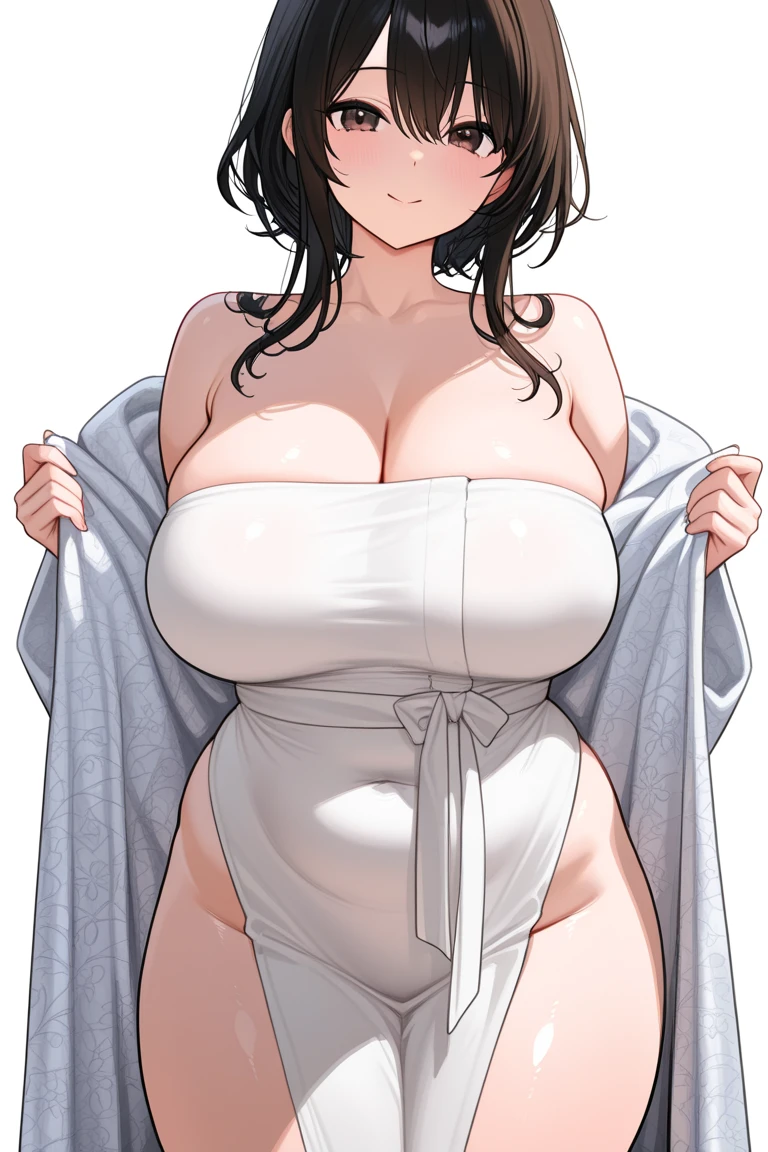 masterpiece, highest quality, High resolution, One girl, solo, sexual intercourse, Pornographic images, short hair, etsukoto, brown Eyes, fine grain, fine grain, (((Thick thighs, Plump thighs, Voluptuous thighs, Thighs alone are enough))), Huge and ample breasts, Cleavage, big long breasts, Naughty big,((big breasts are important))、((Naughty thighs)), L Cup, (thin:1.4),(Tight waist:1.4), (white swimsuit:1.4), anguish, open mouth, blush, (((Simple Background))), ((Wide Hips)), Shiny, Oily skin, Mature mother, Calf, Seductive mature woman, milf, Perfect body, Plus Size Model, curvy, ample, etsukoto, blush, clavicle, retro artstyle, 1990s (style), (thick thighs:1.4), bursting breast, arms up, from side,