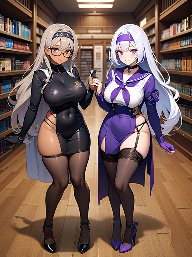 NSFW, 2girls, arlecchino and her mom, arlecchino from genshin impact, mom and daughter, hot girls, big tits, super huge tits, cool girls, a quiet and serious girls, badass, firm expression, erotic model poses, full body's, ((greeted behind the door)), bunny girls, bunny ears