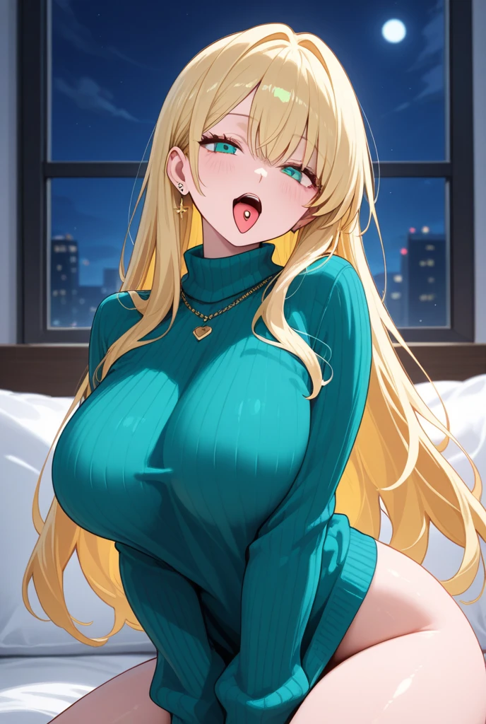 Long blonde、Big Breasts、Knitted clothing