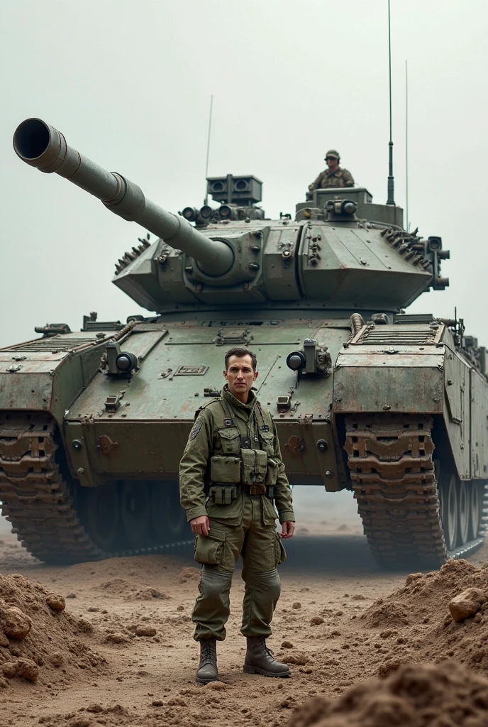 Messi as a fighter driving tank.