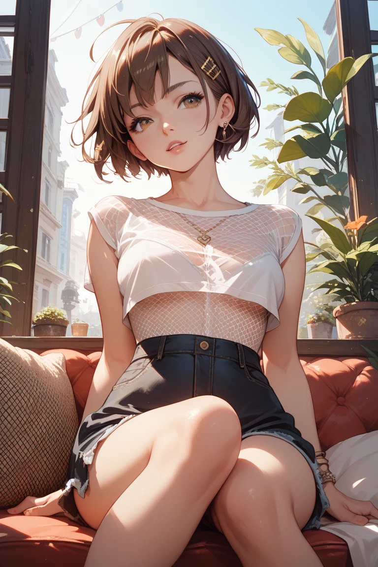((highest quality)),(ultra high resolution),(Super detailed),(detailed description),((best CG)),(best work of art),super precision art, great drawing art,(Art with precise details:1.5), (1 man: 1.5) cute looking young man, femboy, silky smooth back length brown hair, soft and cute facial features, slender dainty body, slim waist, small curves, small perky butt, silky smooth legs, very short height of 5ft 5,plain tee shirt and shorts, an overall cute femboy, simple European bedroom background