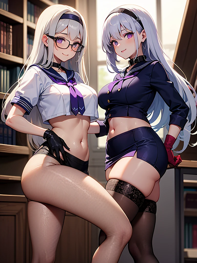 (3 girls:1.8)、standing with legs apart、 1 cute girl, highest quality、ウルトラ - High resolution、High resolution、Detailed CG、8k unit wallpaper、20-year-old、beautiful and detailed eyes,platinum blonde hair、random hairstyle、(((black and purple super shiny latex panties)))、((( black skin , Shirt with tie , cropped shirt , pleated skirt , cleavage ,oil skin)))、(shiny body,:1.5)、 please be shy、(Ahegao:1.5)、(Stick out your tongue and drool)、full of embarrassment、sexy pose、((vapor))、many hearts、(((big breasts)))、(((exclamation mark, moan, many hearts,spoken heart, comic strip, moving line, motion blur, tremble violently, lots of heart speech bubbles)))