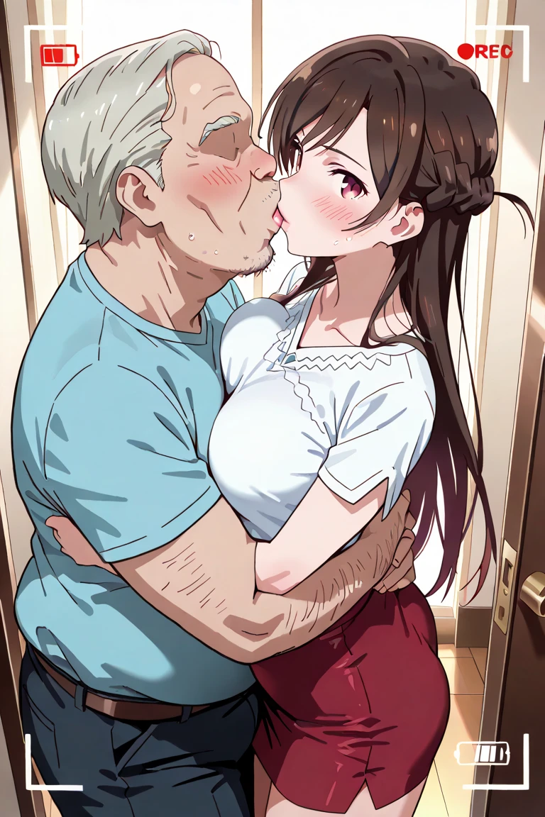 man's daughter、highest quality、Super high resolution、huge breasts、picture perfect face、beautiful expression、beautiful face、beautiful eyes、Young woman、(lots of men、Male molesters、men reveal their bottoms、men laugh vulgarly)、(((( Old man licks woman'chest、touch from the front、Woman Cries:1.2、they hesitate、3 males、1 female、 with a man、torn clothes:1 2))))、(insert) 、(ejaculation on body、massive )、Expression of fear、blushing face、Various people lick women、many people lick women、the viewer stretches out his right hand、The man has a vulgar expression、dick、背景の人は全てtorn clothes、tattered clothes、a man hugs、raise your legs、Pull your hand、Tennis court、tennis wear、beautiful nipples、have a butt、(resist:1.5)