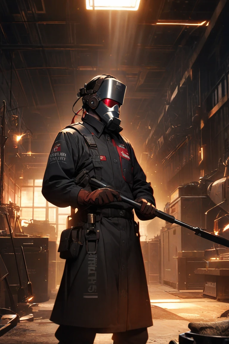 best quality, atmospheric scene, martian surface, dust, bokeh, tech priest of mars, detailed face, detailed eyes, looking at viewer, portrait of old man with ((ornate red hood and robes)) (((holding a toaster))),  heavy brush strokes, [[gas mask]], green eyes, pauldrons, backpack, mechanical arms, holding staff, servitor skull, silk texture, grimdark, warhammer 40k, adeptus mechanicus, <hypernet:mechanicus_v10:0.4>, by Tsutomu Nihei, by John Blanche