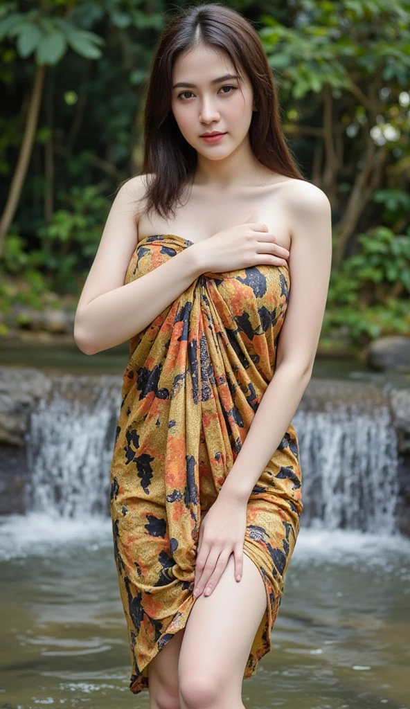 beautiful girl, My hair is three meters long., Beauty that comes from long hair, Every pair of eyes stared at the long hair., Soft and fluffy hair, very long hair, red lips, Huge breasts, Pulling out the outfit., Wear a sarong, Organize the sarong, Random color sarong, shower, sexy, Wet, Wet hair, Random color sarong, dynamic poses, blessing, just, no clothes, Look at that pussy.., see nipples, Take off your clothes., naked, undressed, nakedโดยสิ้นเชิง, Can see pussy, The chest is visible., showerคลอง, village canal, ทุกคนshower