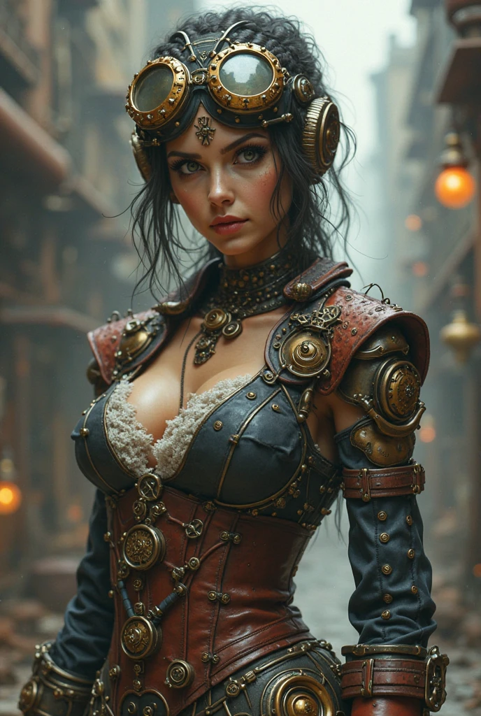 Generate a video of a steampunk girl