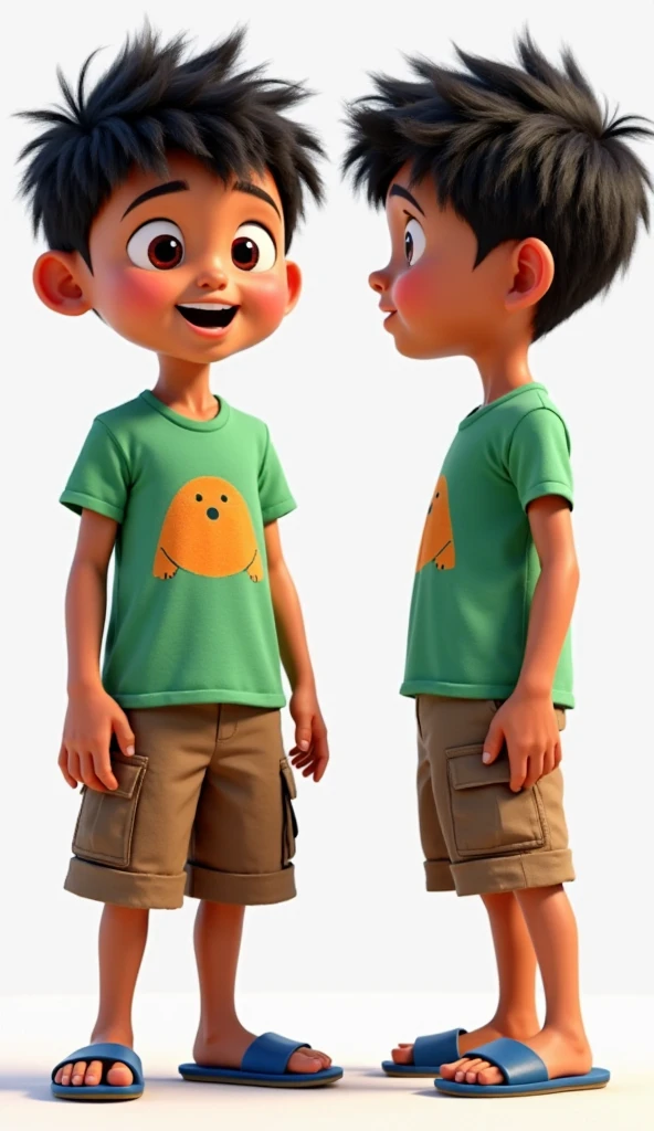Treatment, solo boy in casual outfit school background, boy standing looking at camera and smiling, wall with alphabet