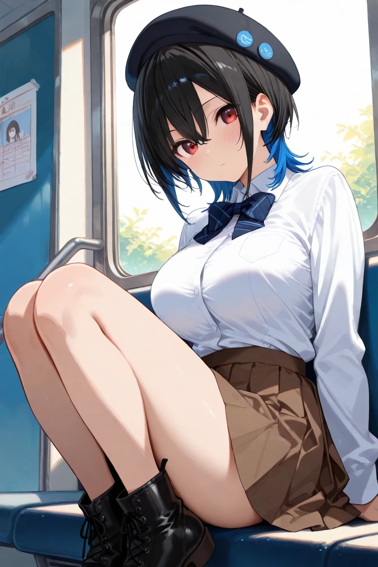 NSFW、masterpiece, 最high quality, high quality, High resolution, One girl, alone, Blue Hair, Long Hair, blue eyes, White shirt ,Black office skirt, Knee socks, whole body, Sit with your legs apart、Depth of written boundary, on the train,(((Body odor、Bad smell)))、(((Sweat)))、((((Sweat染み、Yellowing、odor))))、(((Soaking wet)))、(((((Love juice)))))、((((Detailed pussy))))、(((Peeing)))、((Leg spread))、(((Covered in bodily fluids)))、(((Squirting)))、