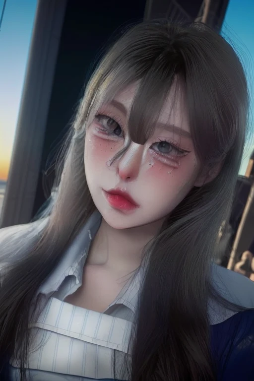 one beautiful anime girl ,Insect, lust, tongue sticking out, open mouth, wet face, red lips