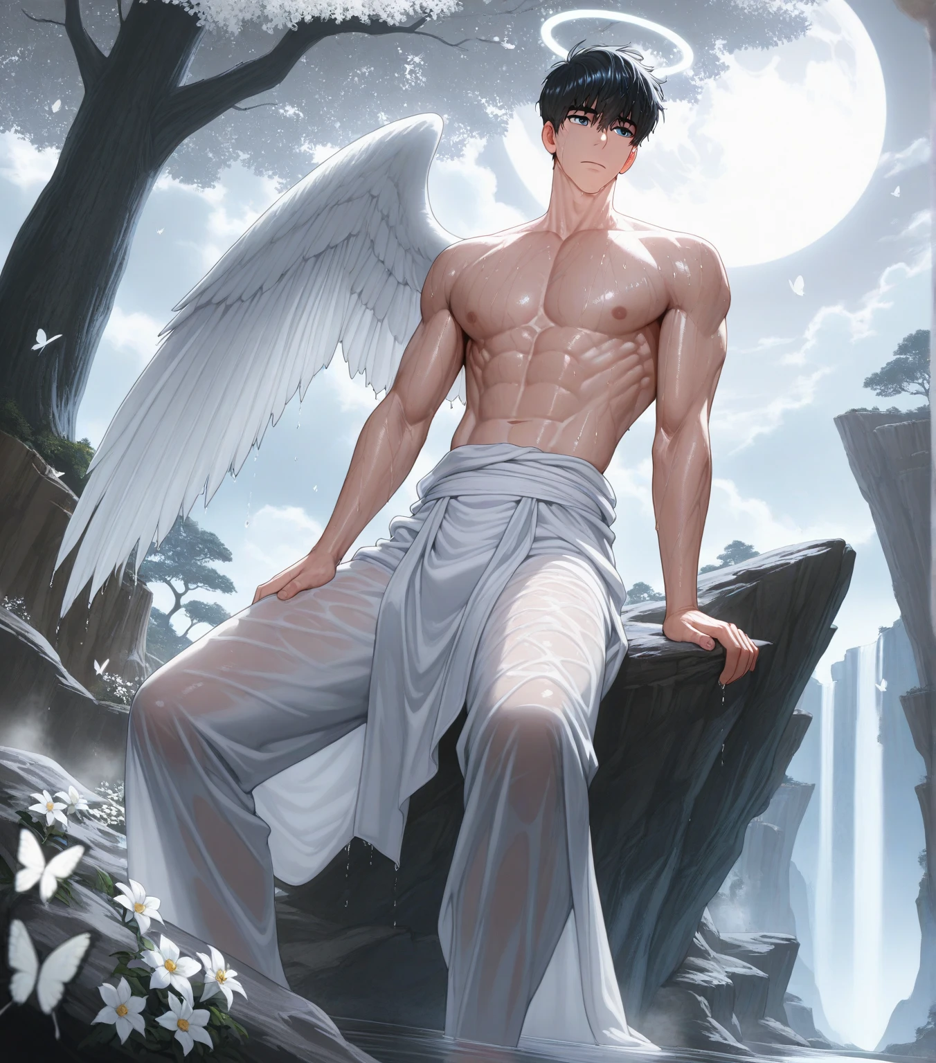very beautiful full-body naked man portrait, shot on 25mm lens, nsfw, depth of field, tilt blur, shutter speed 1/1000, f/22, white balance, 32k, super resolution, RGB Pro Photo, hyper maximalist, elegant, dynamic pose, photography, volumetric, ultra-detailed, intricate detail, super-detailed, –v 4 –q 2 --auto --s2