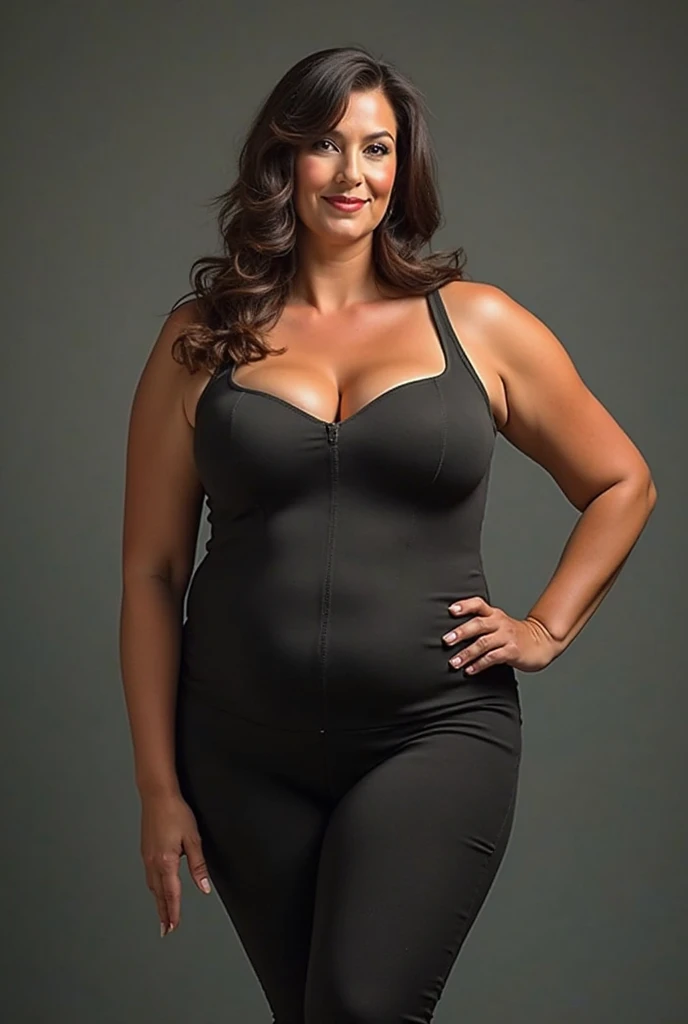 Older fatty women in hot bra and penti full body in black dress big chest big boobs