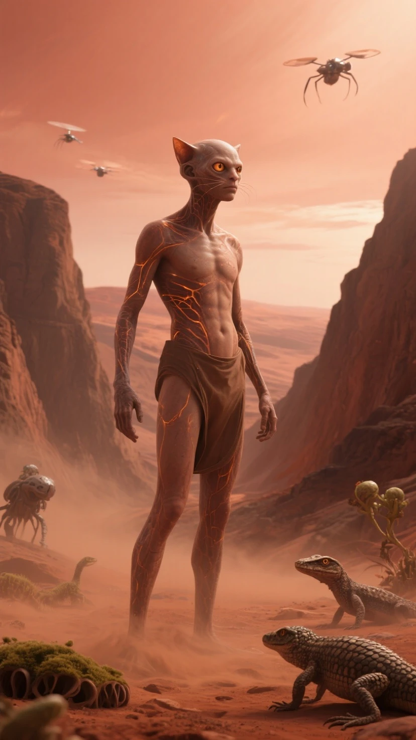 Rusted man sit on mountain view