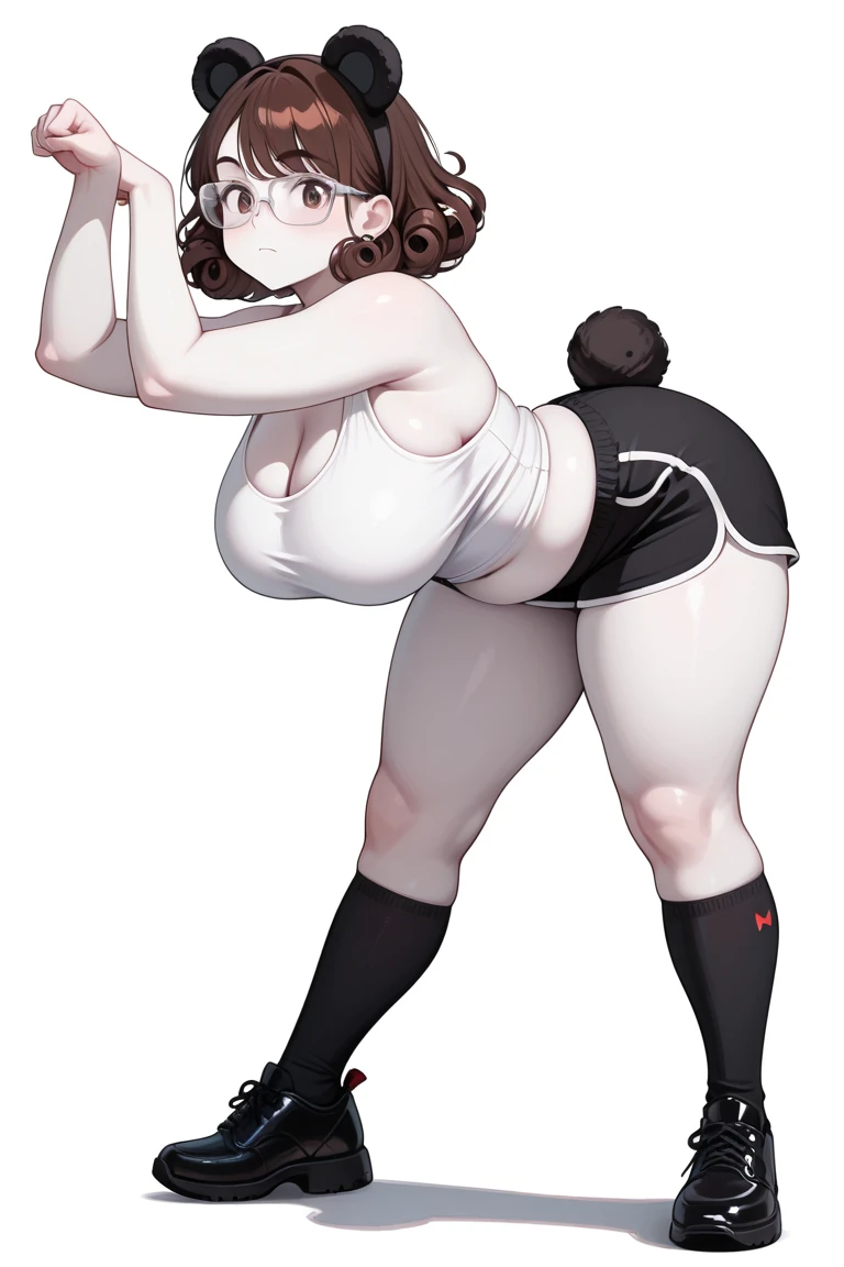 plump,(Masterpiece, best quality, highres:1.3),sagging breasts,milf,(big belly:1.5),brown hair,low ponytail,thick leg,thick arm,lower cut glasses,(fat girl:1.3),creampie,squirt,big breasts,sweaty skin,highheel,squatting,(1girl:1.2), white woman, (USSBBW:1.1), (fatblob:1.4),double chin,playboy bunny,rabbit ears,black leotard,pantyhose,bowtie,wrist cuffs