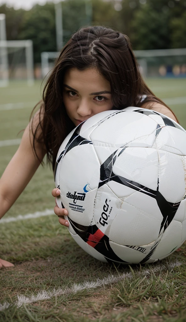 very close up, eyes open, pov, looking at viewer, foodtease, beautiful young teenage woman naked sucking really hard on a (large white penis) deep into her closed mouth with her lips wrapped around the penis, holding onto the penis, sexual, undressing, naked, medium breasts, sunny day in a football stadium, UHD 8k focus stacking