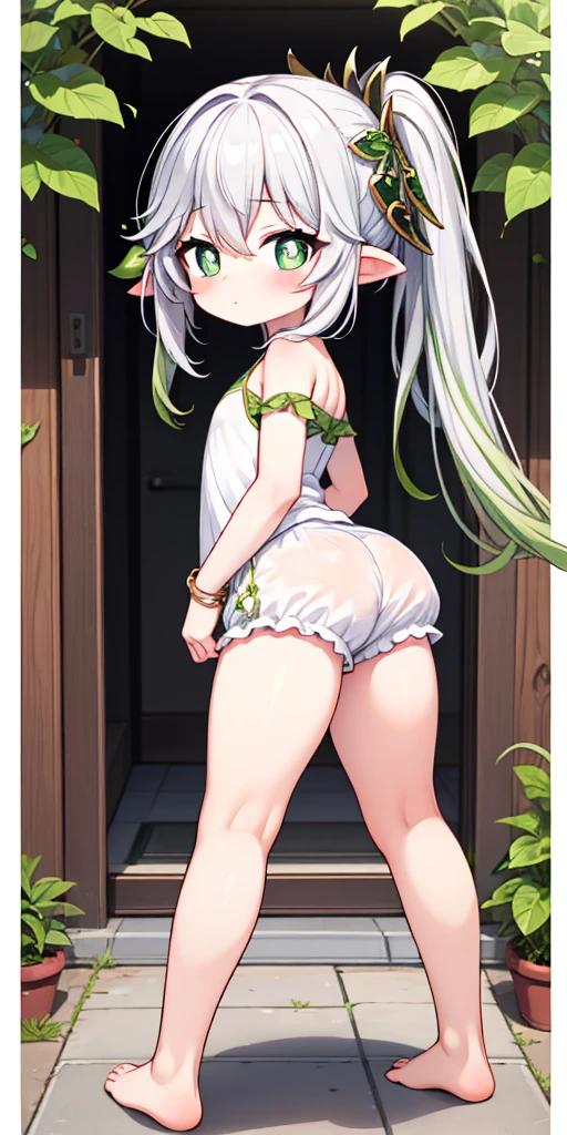 (masterpiece), delicate, extremely detailed, (watercolor), blooming, illustration, (Bottom Up), (1girl:1.4), (solo:1.2), beautiful eyes, (fluffy hair), photography, Studio Quality, Fisheye Lens, (best quality, glowing light, blushed, smile, glistening, shiny skin, ultra detailed), (NSFW: 1.2, naked, nude), ((hands out of seeing)), detailed background, complex background), nahida, genshin impact, ass focus, ass up wait, excite, (perfect face, detailed face, detailed eyes,perfect hands,perfect fingers),cowboy shot, ((8k wallpaper))
