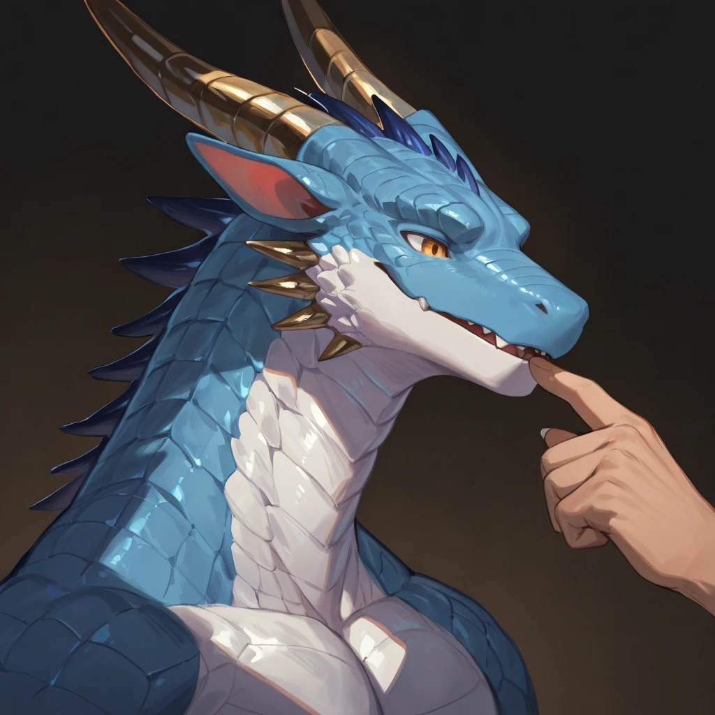 Drunk Young Lizardman、Black body、White belly、Toned body、Two white horns、Sparkling blue eyes、Friendly friend、Hotel、Giving a blowjob、((Cum in mouth))、cool、Mischievous Smile、Sticking out his tongue、
