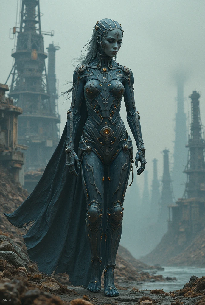 Beautiful Female Xenomorph, photorealistic style, creature, sci-fi, dark, sleek texture, shiny exoskeleton, biomechanical design, elongated head, elongated jaw, sharp teeth, piercing black eyes, slender body, biomechanical tail, translucent membrane, eerie atmosphere, lush alien landscape, vibrant flora, mysterious rock formations, atmospheric lighting, cascading waterfalls, ethereal mist, distant alien sky, captivating celestial bodies