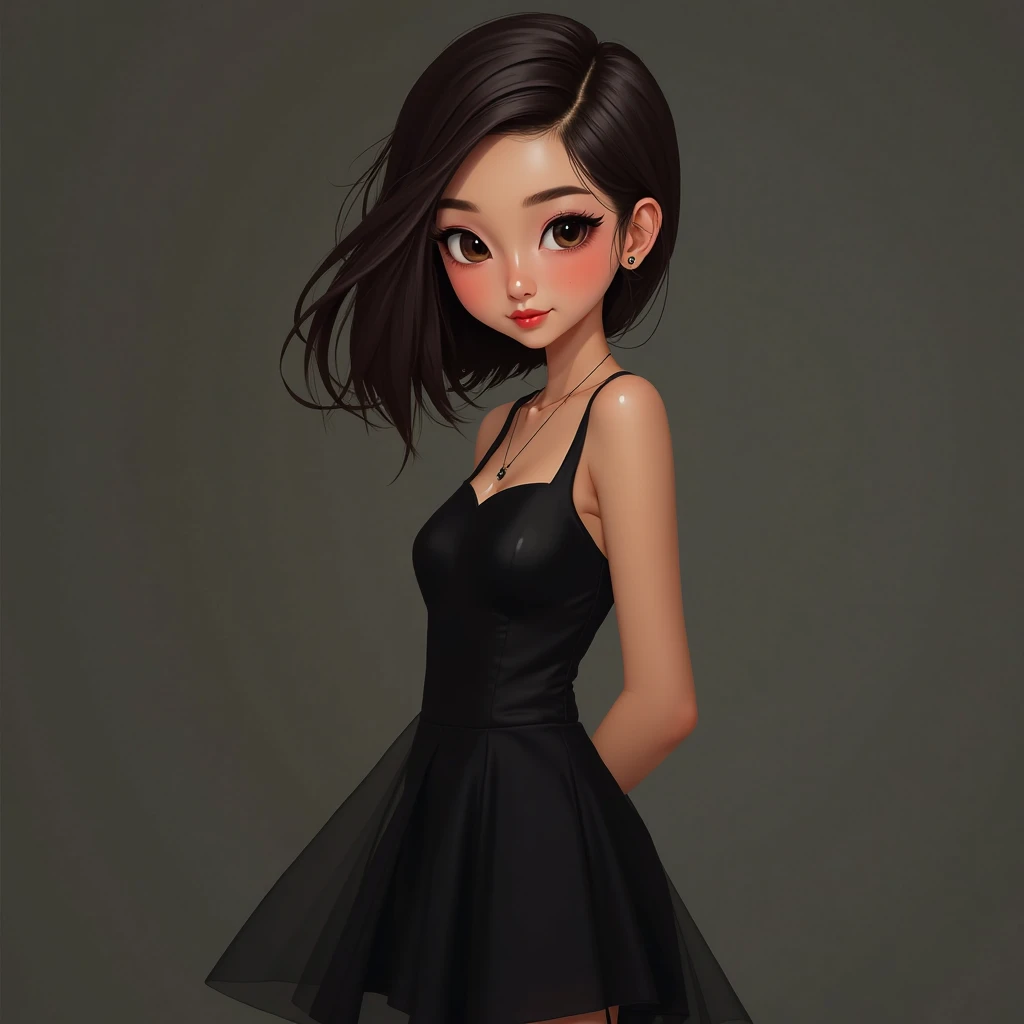 linda menina , de 16 anos, cabelos curtos  pretos cheios de cachos, pele morena, olhos castanhos escuros, muito bonita, vestidas com vestido rosa, delicado, sharp focus, Studio photo, detalhes intrincados, altamente detalhados,