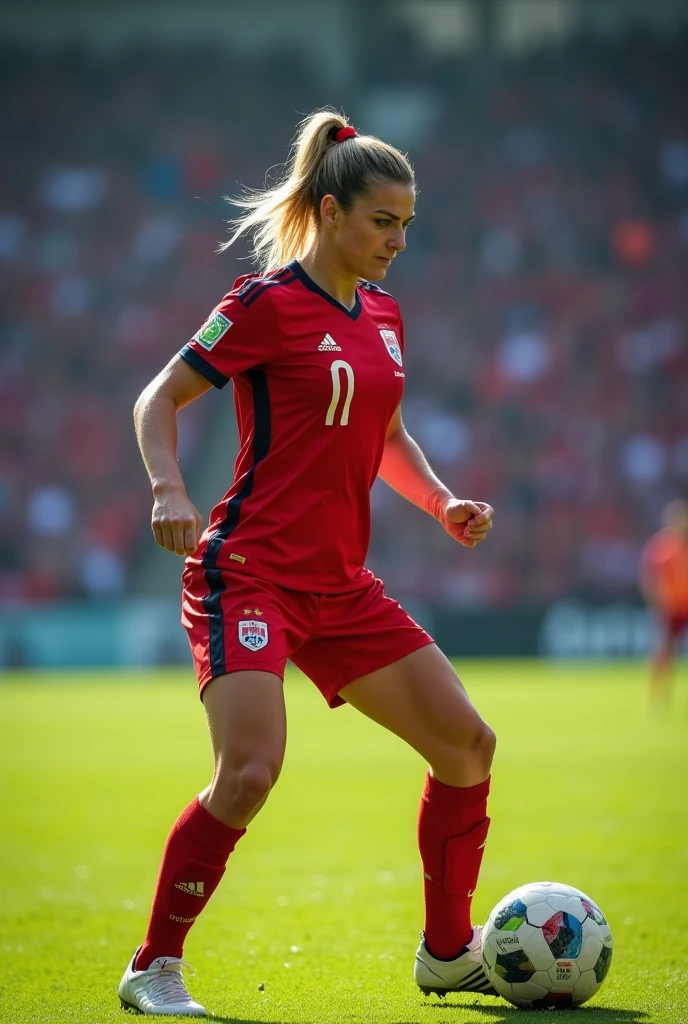 Create an image of a sexy soccer girl