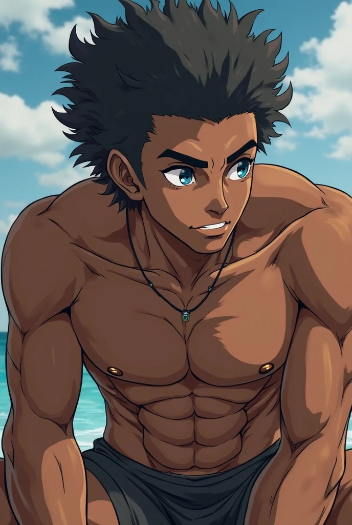 men, muscular young man in string thong, large lump, big chest, trasero grande, en la playa