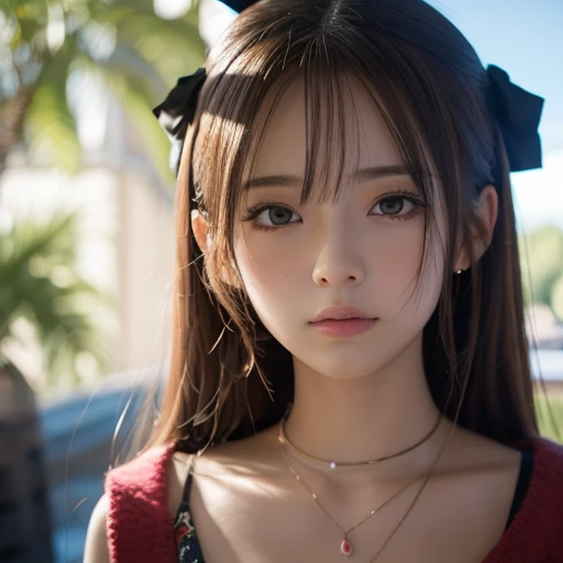 Mimi Tachikawa, naked, ribbon on the neck, Skinny body, small bust, very feminine,