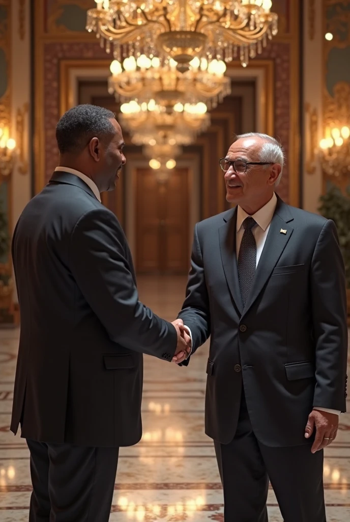 Florentino Perez greeting Mbappe in a suit --auto --s2