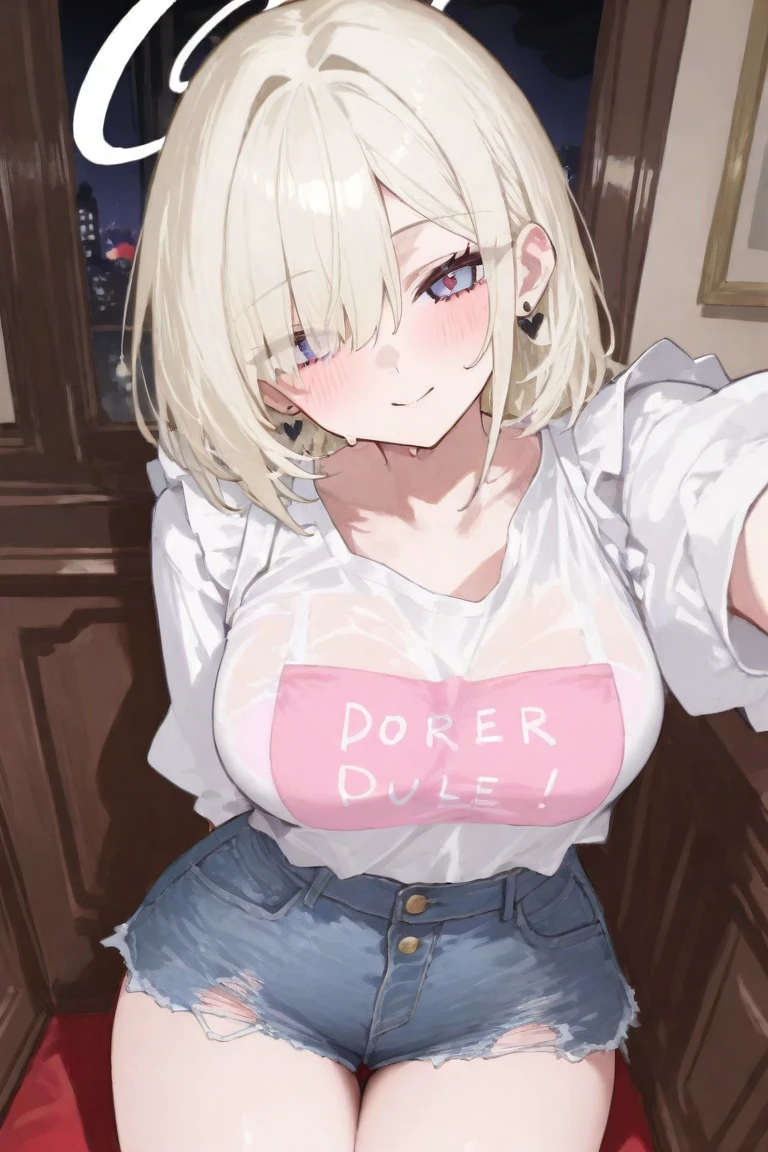 (small breasts:1.2), (perky chest:1.2), (pointed chest:1.2), (Pudding cake magazine cover:1.3),(from above:1.0),(shoot from the side:1.1),masterpiece, 1girl, Amazing Cleavage:1.1, thin waist, optimum,tmasterpiece,hight resolution,best qualtiy,hyper HD,super detailing,awardwinning,a 18yo cute girl,(The upper part of the body),anatomy correct,Beautiful Black miniskirt,garters,Gaze,Small face,bangss,holster,Beautuful Women,hands up,leg holster,Gaze,black boots,Cowboy Shot,cute face,a blond,Longhaire,Twin-tailed,Braids, Hairline,（scarlet eyes）,long eyelasher,Hanging eye corners,White skin of the, ((see through camisole:1.1)), ((Sheer nipples:1.0)),Rocket Tits,(Slim body),smile,seductive weak smiling,(with sparkling eyes and a contagious smile),little open mouth, Looking at Viewer, 