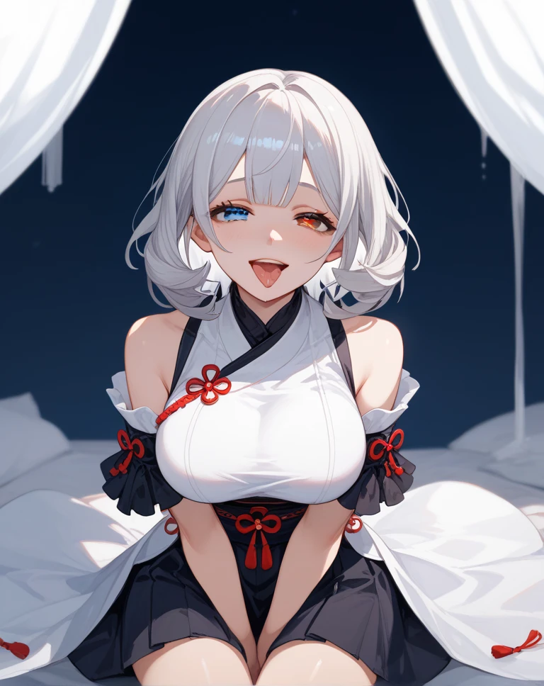 NSFW,masterpiece,Highest quality,High resolution,Super detailed,Shishirabotan\(Hololive\),Double Odango、flower、Side Lock、Lion's tail、White kimono、Off the shoulder、fur ornament、Black Hakama、Short skirt,blush,(In heat),(I feel),(Ahegao),Prostitute,(Red light district),Japanese-style room,Sexy pose,(Seduce),heart,High quality open crotch panties,(Squirting),(Middle-aged men),(Having sex),Insert the penis,Creampie,Bukkake
