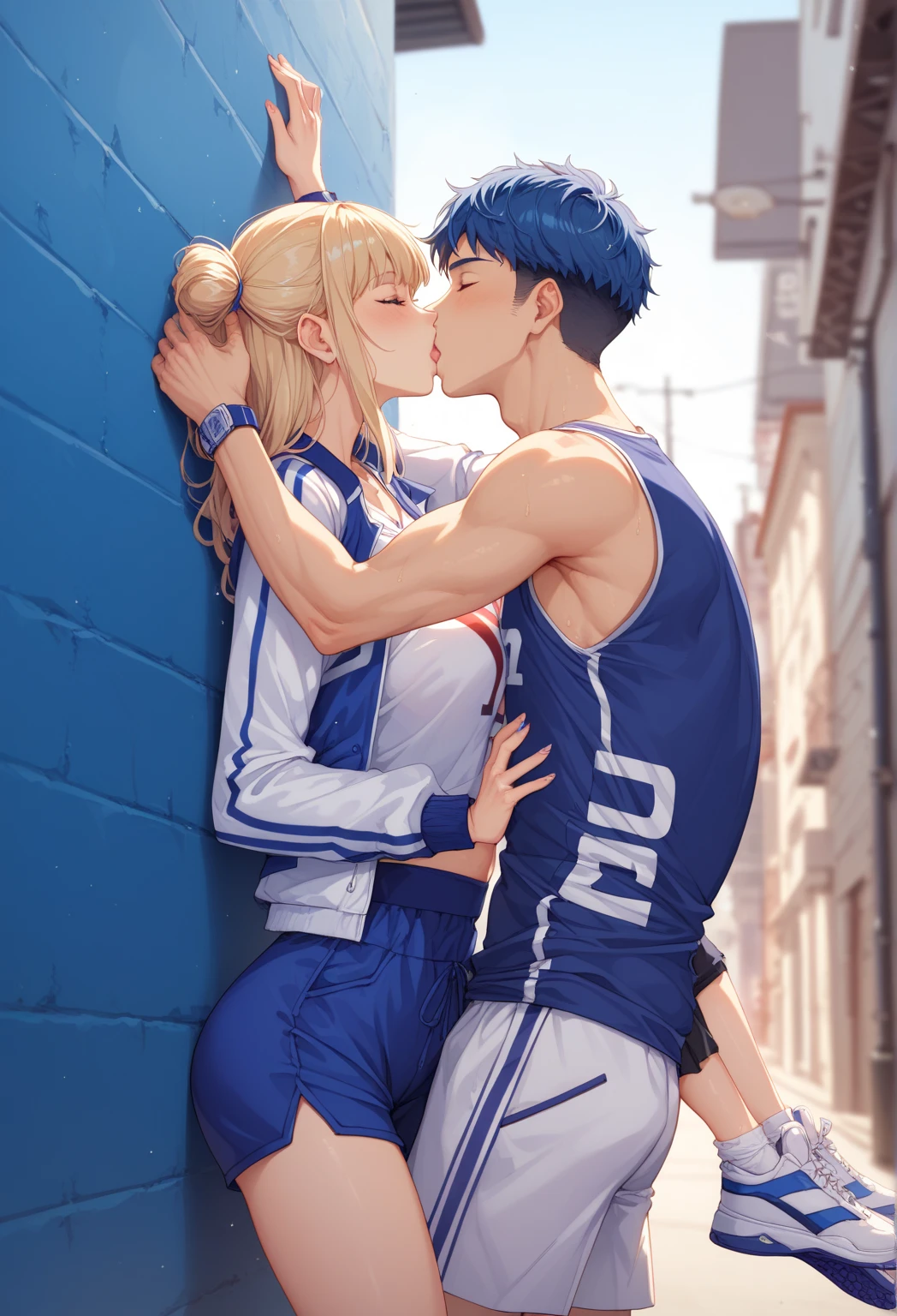 2人の女の子(,young girl ,short stature,gyaru)) ,flat chest,nsfw,,,big head、black hair,long hair,.cheerleader,shy, sexual ecstasy, blush,striped panty,boy sex
