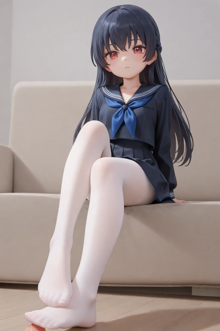 masterpiece、top-quality、high-detail、High-quality photos、White sailor suit、Japan Beautiful Girl、sixteen years old、open one's legs、Show your pants、Embarrassed look、A dark-haired、light skinned、White Thigh Socks --auto