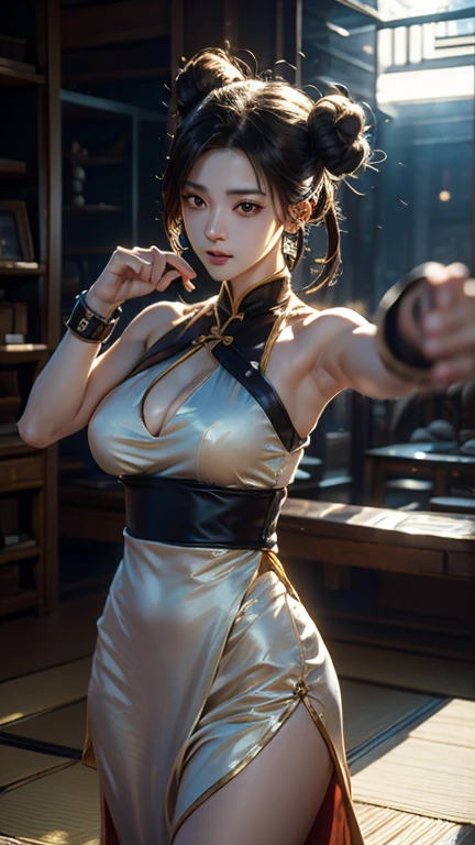 masterpiece , highest quality , From thin to transparent , Not worn ,Huge long saggy breasts, Looking at the audience,Cute Japanese, Cleavage,Cleavage, Split,Lift one leg high and do a spinning kick, Flying in the air, Perfect hands, Perfect hands指, Exactly, Perfect body, Perfect Face, Perfect Image Realism, Detailed Background, Detailed clothing , Superrealism, real, Unreal Engine, Rendering with Octane, 8k, Highest Resolution, Very detailed, (Full body woman love:0.6) , Combat Stance, Dynamic Angle, (Rotational Energy:0.7) , White skin ,Kimono dress ,External, News Post , Cinema Lighting, Perfect field of vision