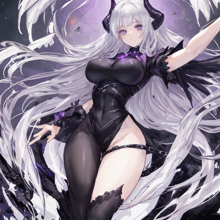 pale skin,Ghost Girl, black backgrounds,pale long hair,floating,big breasts, huge tits,Big ass,thick thight,thick waist,I can see the cleavage, A slight smil, see through dress, ectoplasm,large body, stick out one's butt,
