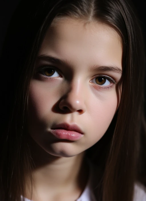 Portrait of an angry Russian tween, , cute face, Slim, nude,, Bokeh background, Simple background, (highly refined skin:1.0), (masterpiece:1.2) (lifelike:1.2) (Bokeh) (best quality) (intricate details) (8K) (high dynamic range) (analog film) (canon d5) (movie lighting) (sharp focus),tie a ponytail,cleavage, looking at viewer, topless, big tits
